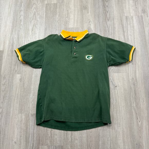 Vintage Green Bay Packers Polo Shirt Men's Medium Green Yellow 2000 NFL Football - Picture 1 of 7